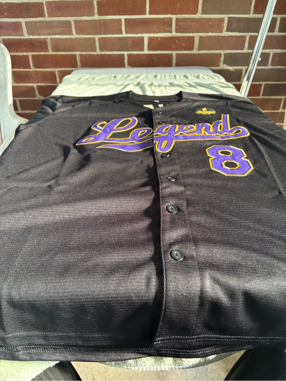 Kobe Bryant #24 Legends Button-Front Jersey Black Purple Gold XL